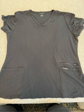 Jaanuu Black V-Neck Short Sleeve Scrub Top